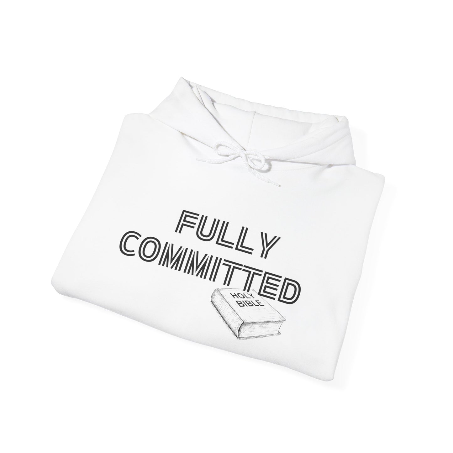 FULLY COMMITTED BLACK WRITING Unisex Heavy Blend™ Hooded Sweatshirt