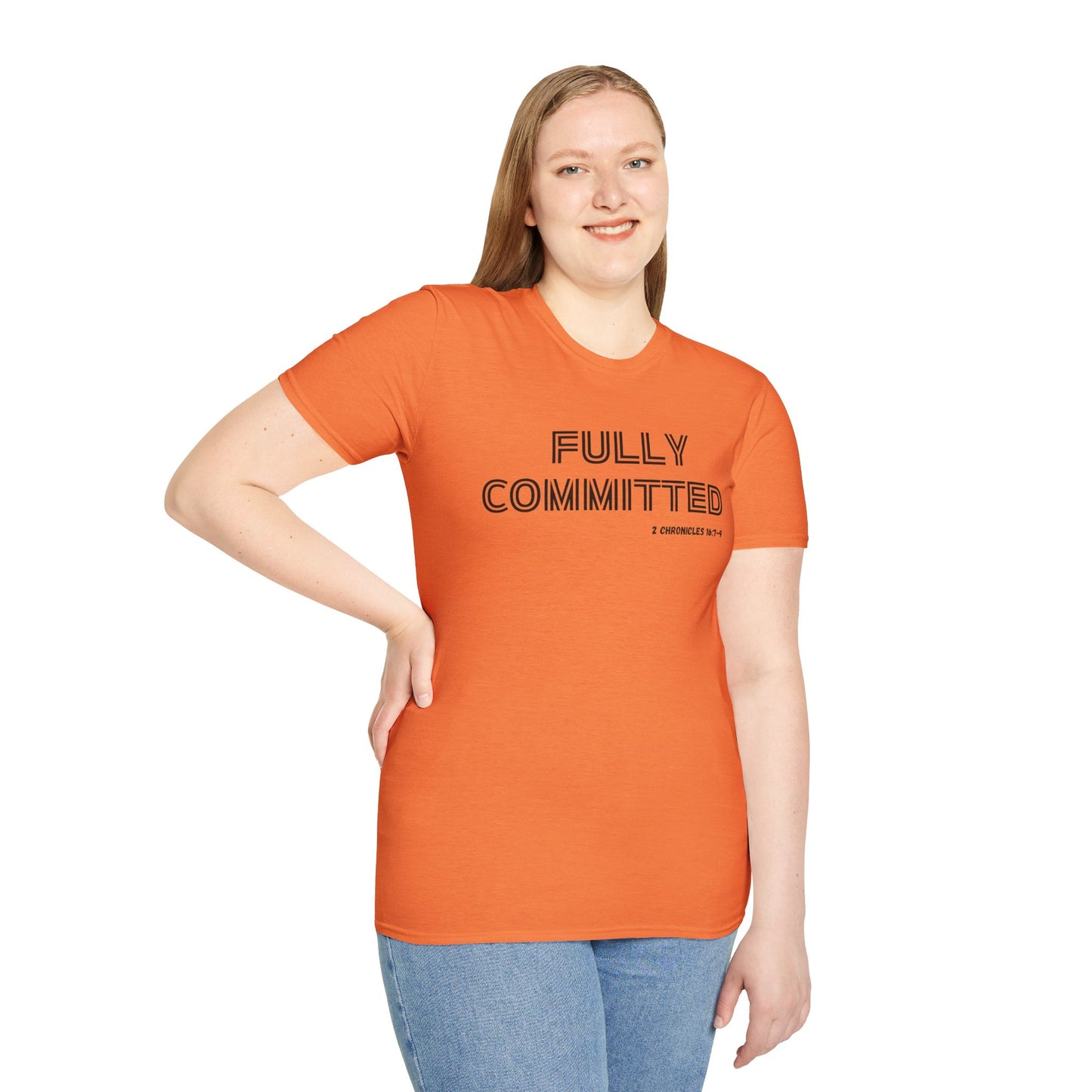 BLACK WRITING FULLY COMMITTED Unisex Softstyle T-Shirt