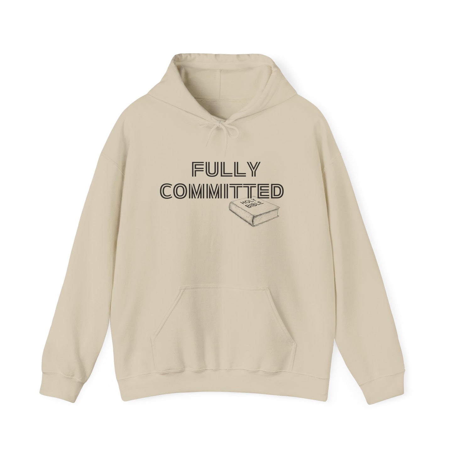 FULLY COMMITTED BLACK WRITING Unisex Heavy Blend™ Hooded Sweatshirt